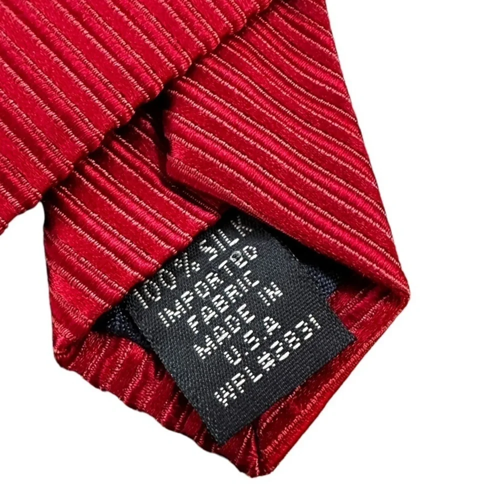 NAUTICA Red Silk Tie Men’s Dress Casual Diagonal Ribbed 100% Silk